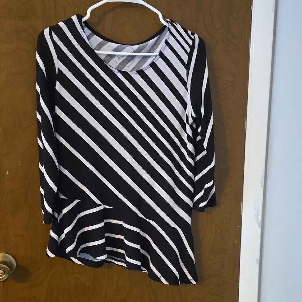 Striped Black and White Women's Top
